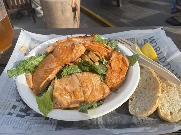 Noyo Fish Company grilled salmon Caesar salad